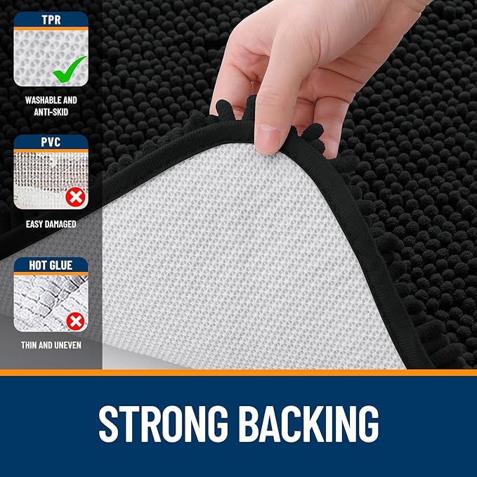 OLANLY Large Bathroom Rugs 45x27, Extra Soft Absorbent Chenille Bath Rugs