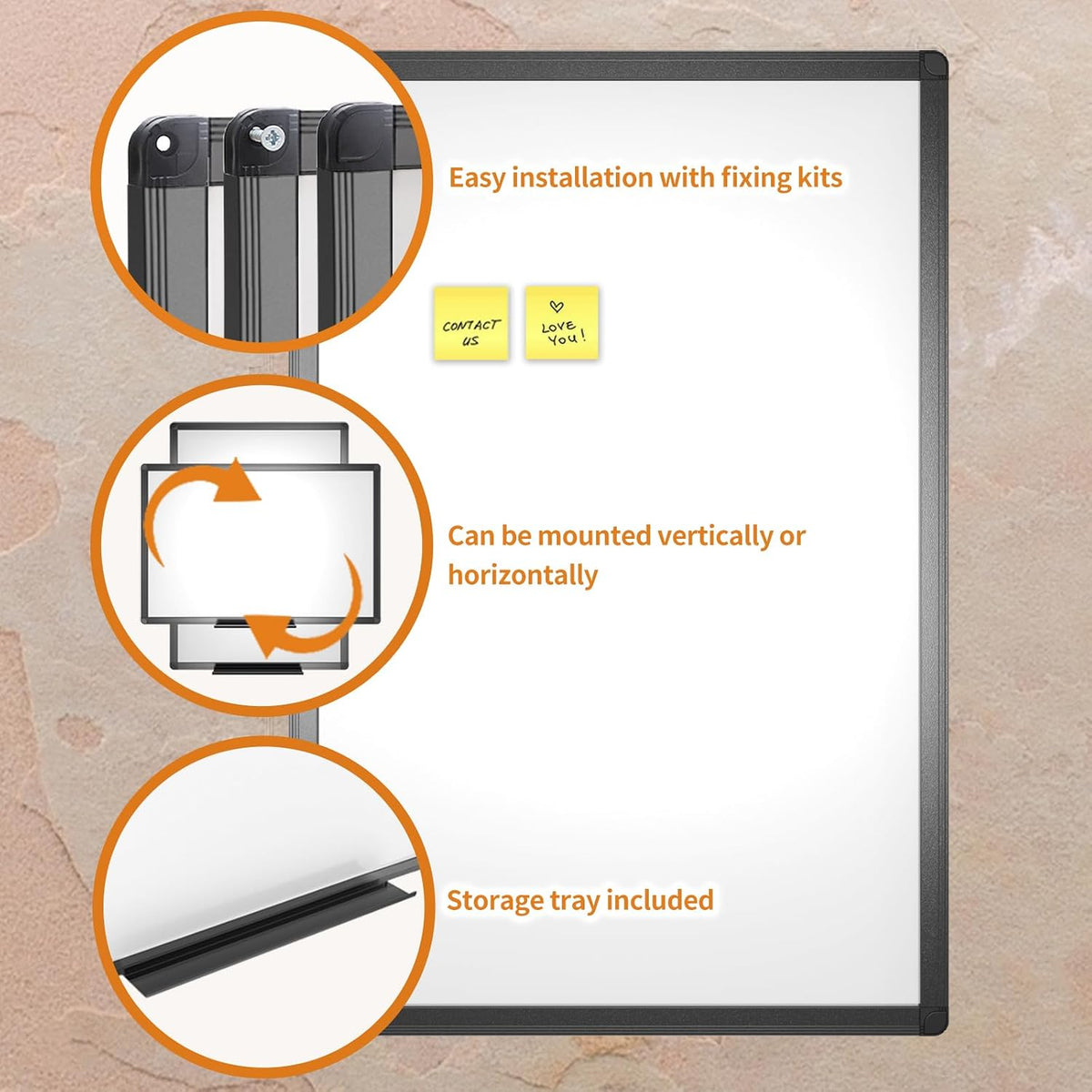 VIZ-PRO Magnetic Dry Erase Board, 48 x 32 Inches, Black Aluminium Frame