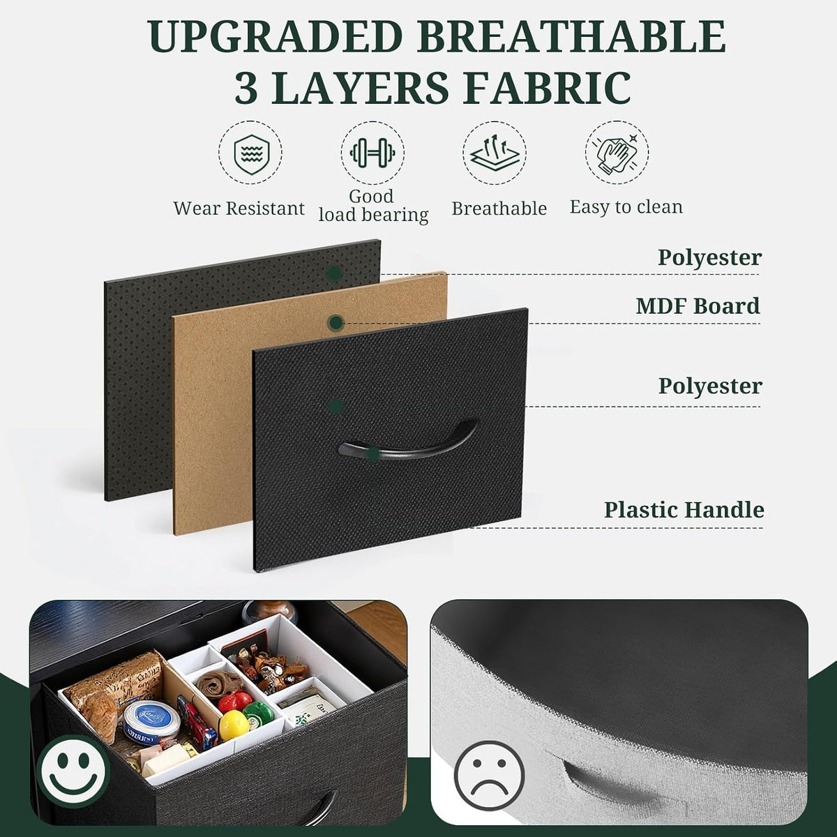 5-Drawer Dresser for Bedroom, Anti-Tip Wide Storage Organizer Fabric