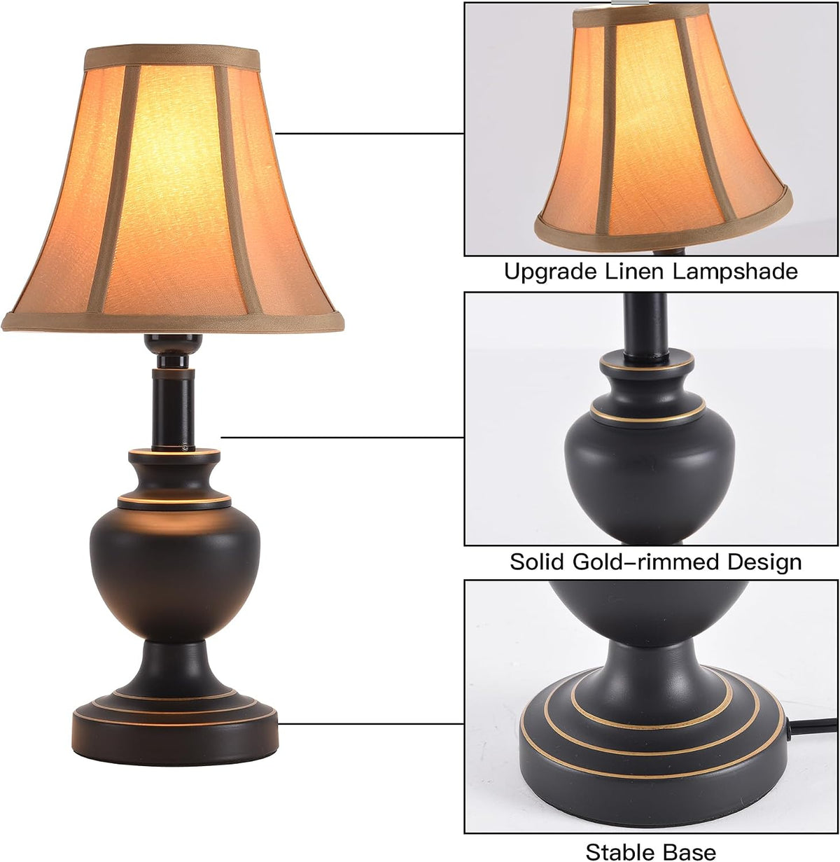 Traditional Table Lamp, Desk Lamp for Living Room with Fabric Shade