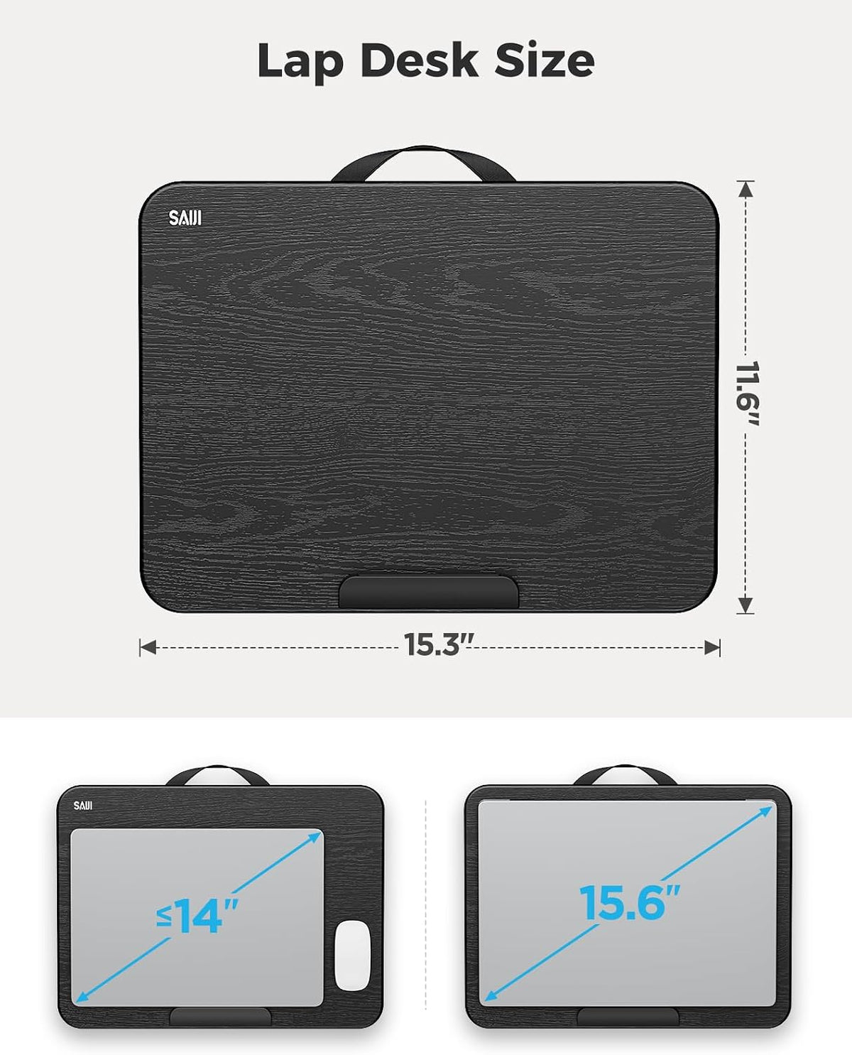 SAIJI Laptop Lap Desk, Portable Laptops Tray with Cushion Drawer Storage