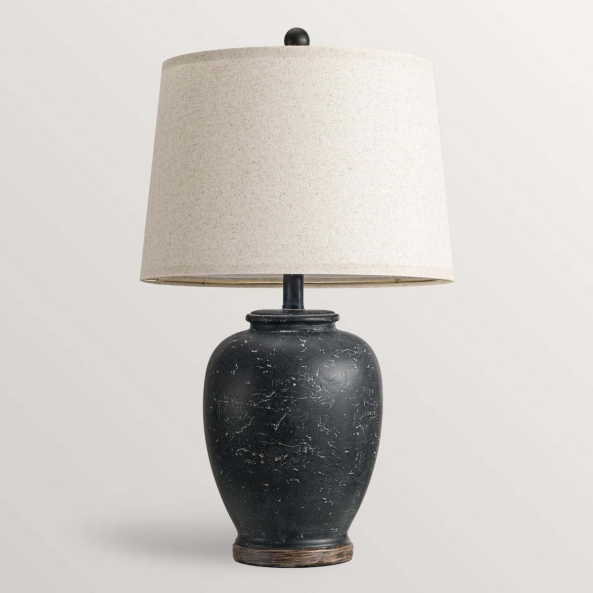 USumkky 25" Vintage Ceramic Table Lamp for Living Room Bedroom Matte Black