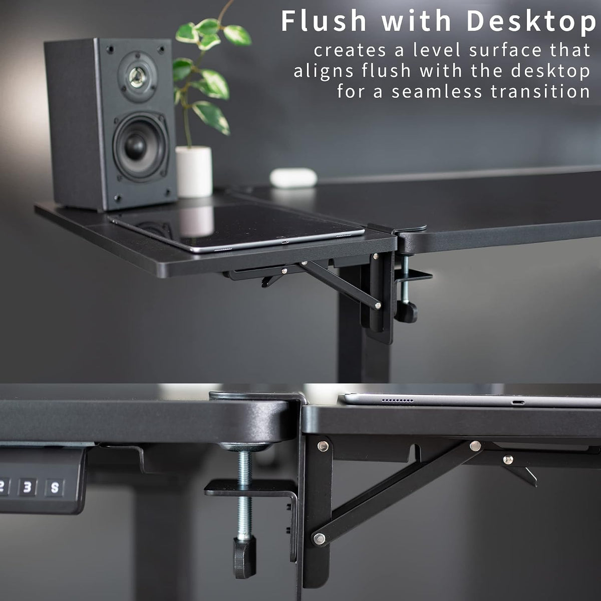 VIVO Black Clamp-on 24 x 12 inch Desk Extender, DESK-EXT24