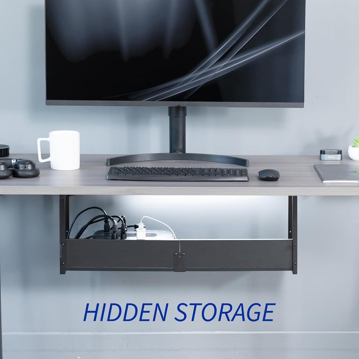 VIVO Black Under Desk 30 x 7 in Storage Shelf, DESK-SHELF30-UB
