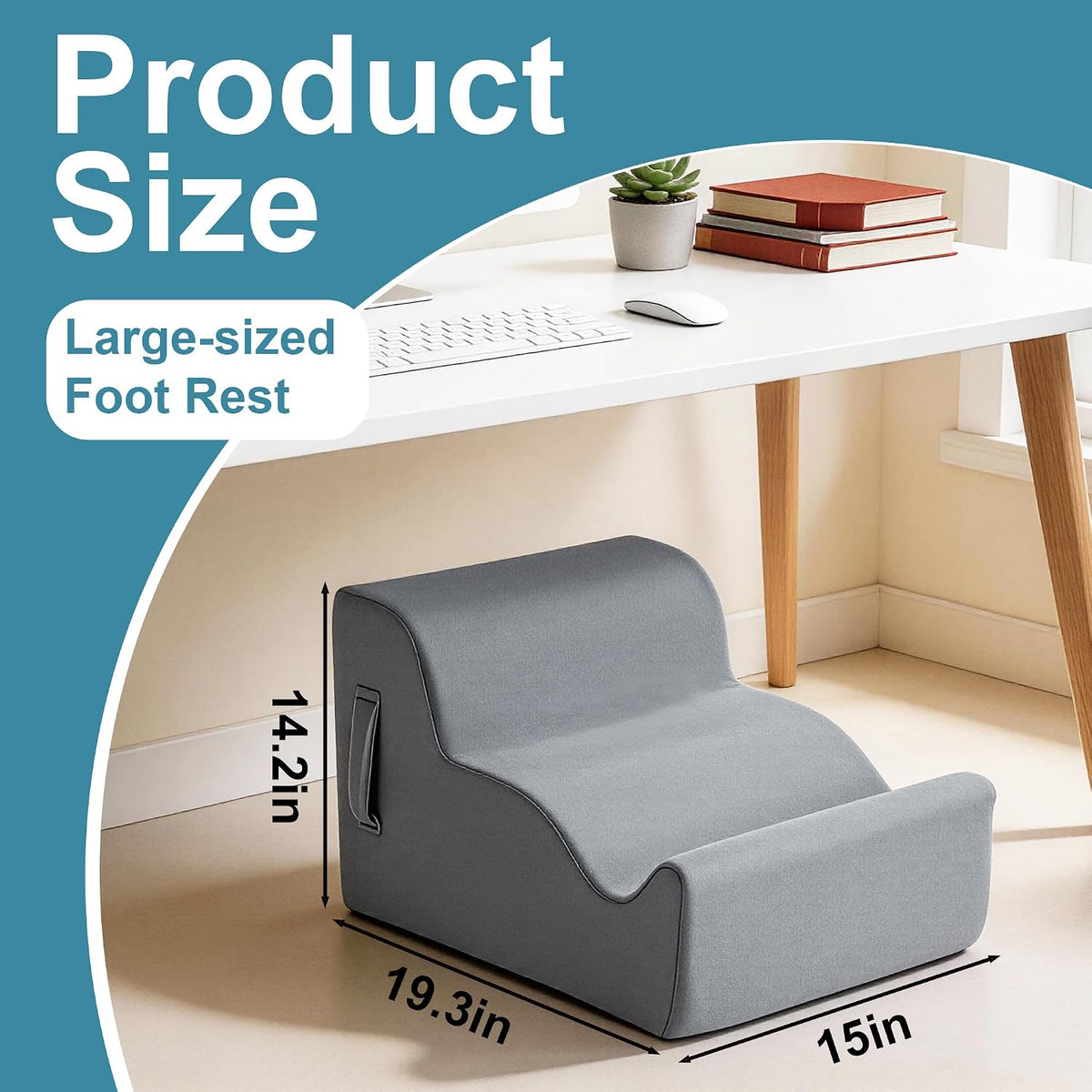 BALAPET Ergonomic Foot Rest Under Desk, Large Leg Rest for Desk with High Density Foam, Office Foot Stool for Chair, Multi-Use Leg Elevation Support Cushion for Work, Gaming, Sofa Relaxation(Gray)