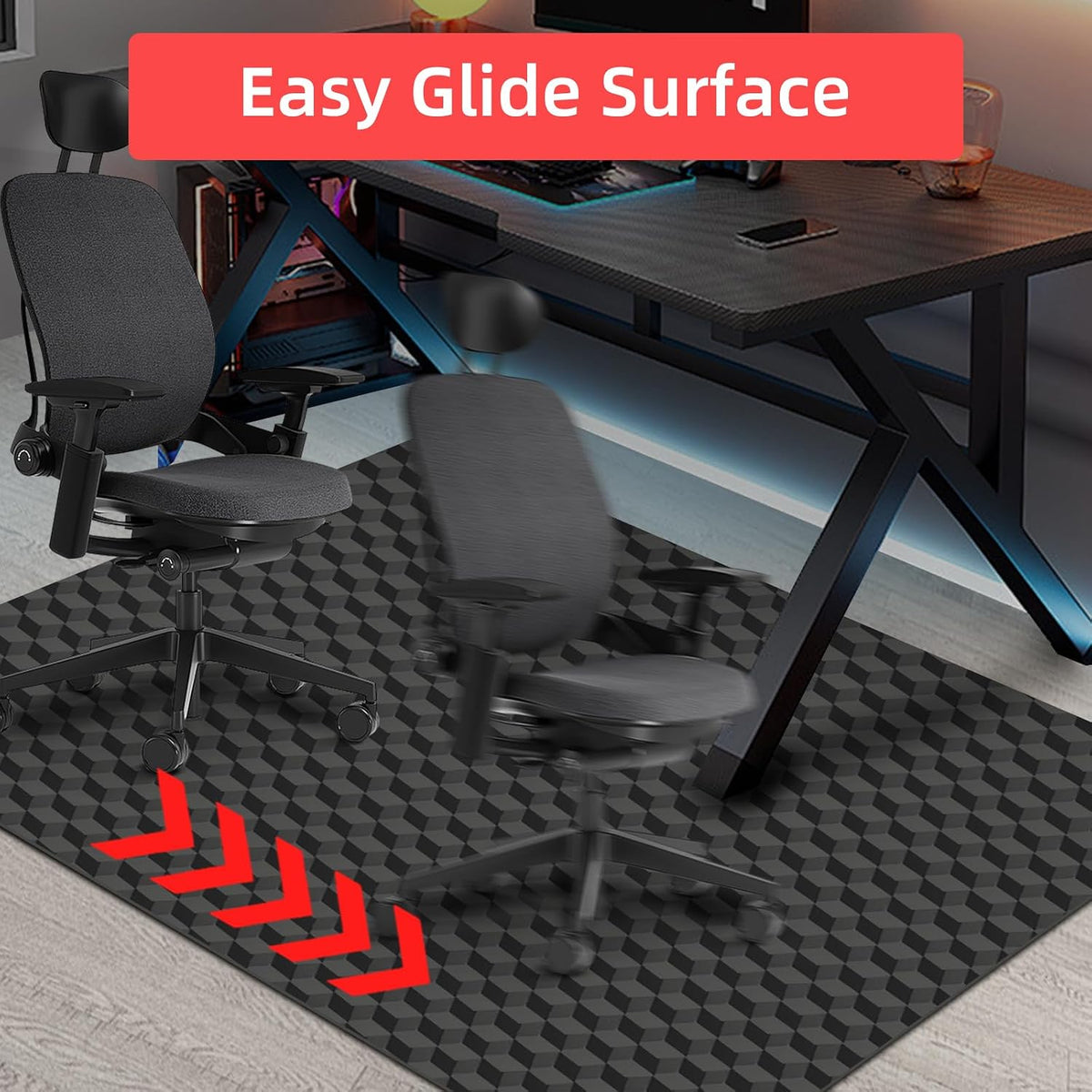 AiBOB Gaming Chair Mat for Hardwood Floors - 53"x45" Office Chair Mat for Hard and Tile Floor | Anti-Slip Protector Mat