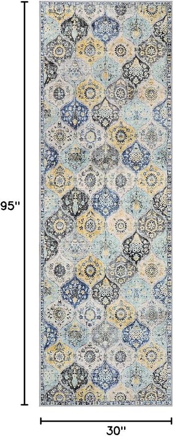 Lahome Moroccan Washable Hallway Runner Rug, Oriental Non-Slip Laundry Room Rug