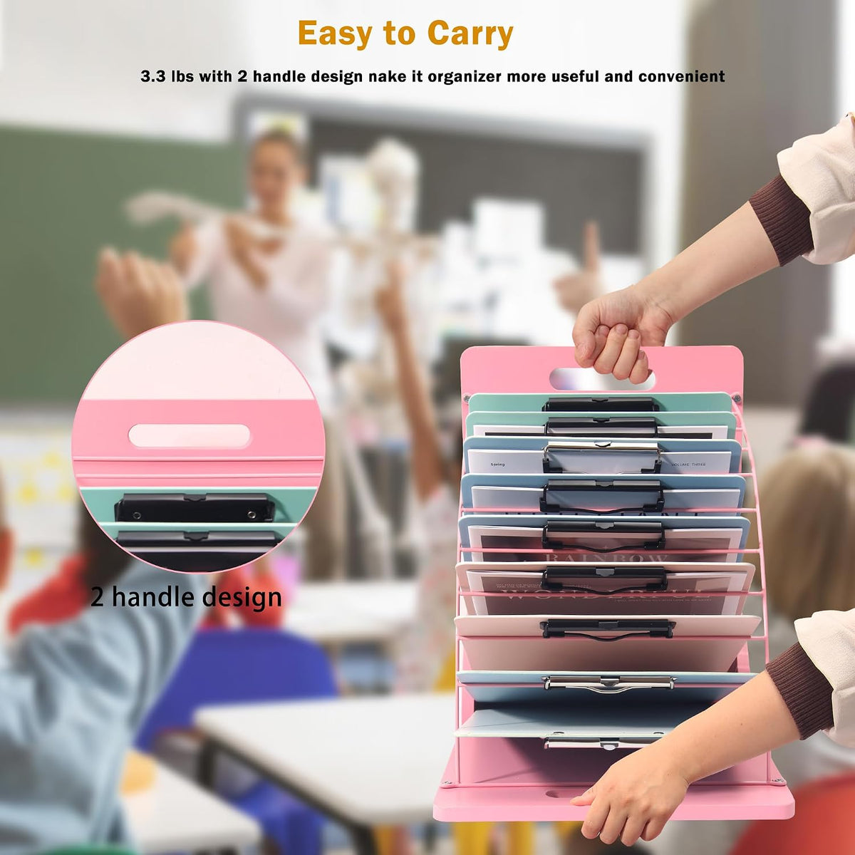 2 Pack Clipboard Holder - 12 Layer Clipboard Storage Rack Wooden Clipboards Organizer With Sturdy Metal Shelf for Classroom Office Desk Essentials Supplies Workshop Teacher Must Haves