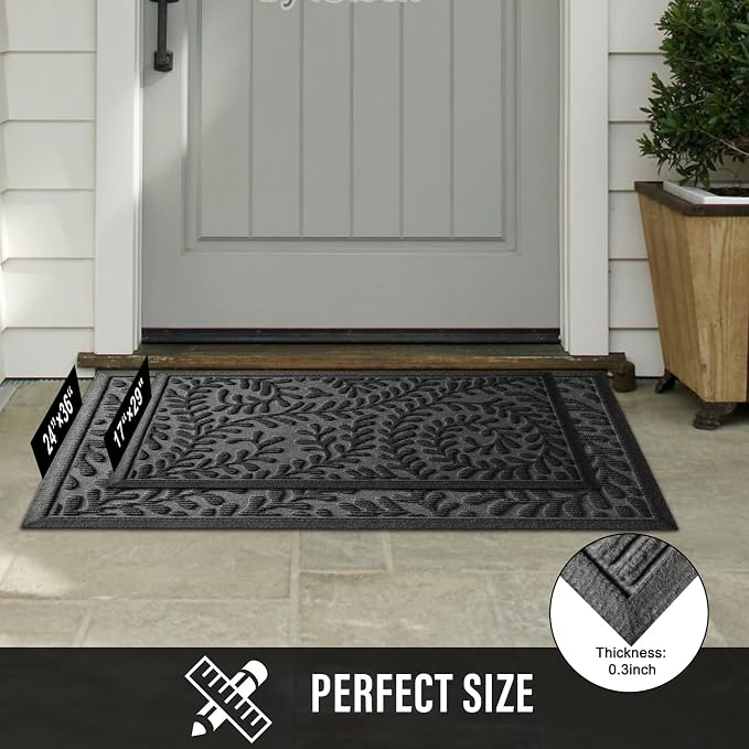 HIYARD Front Door Mat, Absorbent Dirt Trapping Welcome Door Mat Indoor Outdoor