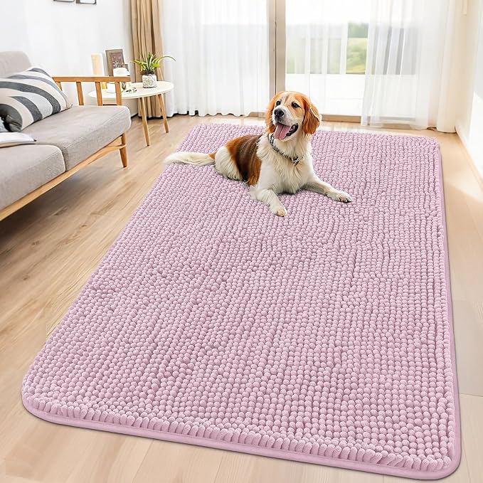 Smiry Dog Door Mat for Muddy Paws 59x35, Absorbent Dirt Trapper, Non-Slip