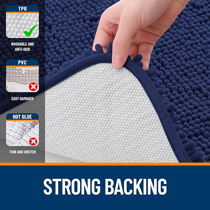 OLANLY Bathroom Rugs 36x24, Extra Soft Absorbent Chenille Bath Rugs, Rubber