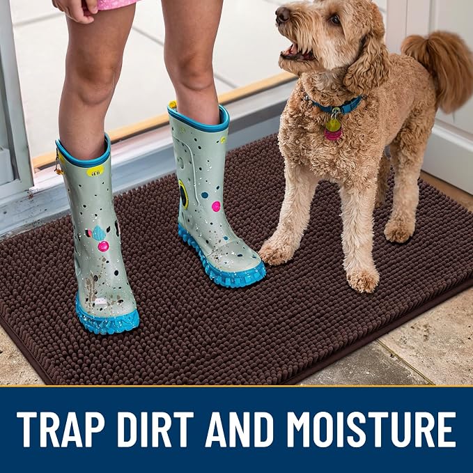 Smiry Dog Door Mat for Muddy Paws 54x32, Absorbent Dirt Trapper, Non-Slip