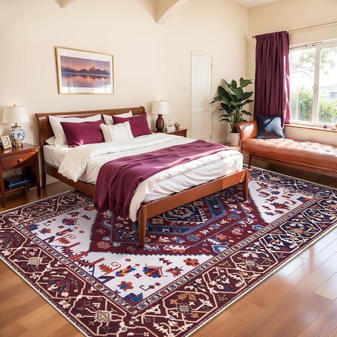 SERISSA Washable Rugs 8x10 Area Rugs, Large Non-Slip Boho Living Room Rug
