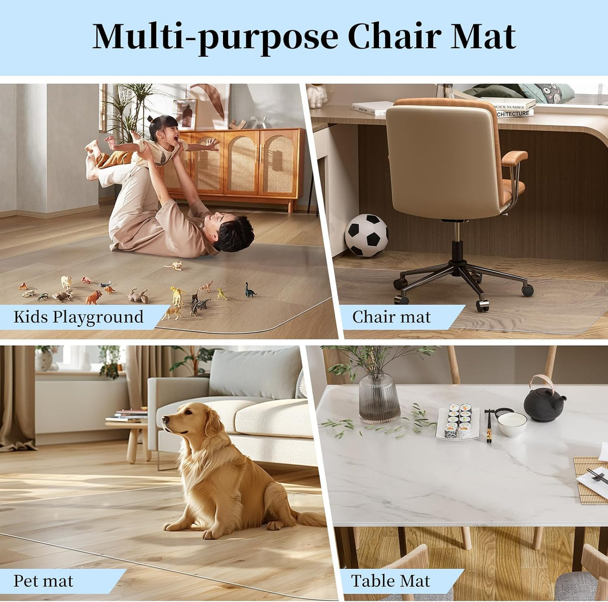 Tonaus Office Chair Mat for Hard Floor 48"×36" Desk Chair Mat