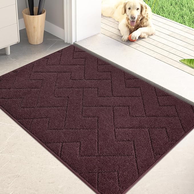 PURRUGS Dirt Trapping Door Mat 24" x 35.5", Non-Slip Machine Washable Entry Rug