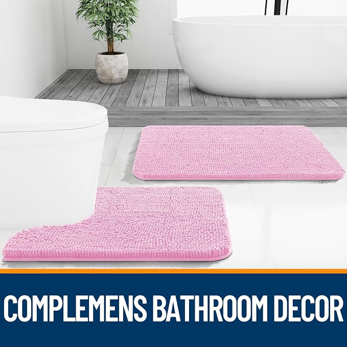 OLANLY Bathroom Runner Rugs 47x17, Extra Soft Absorbent Chenille Bath Rugs