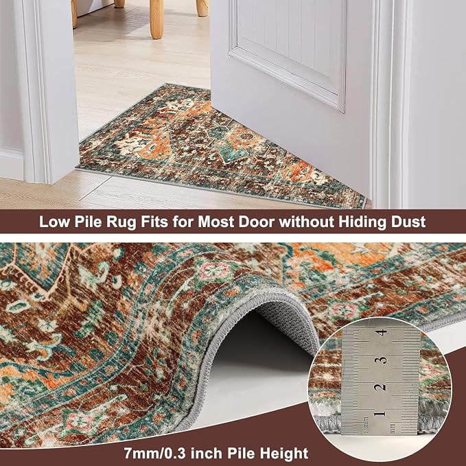Yamaziot Washable Runner Rug, 3x14 Non-Slip Boho Vintage Hallway Rug Runner