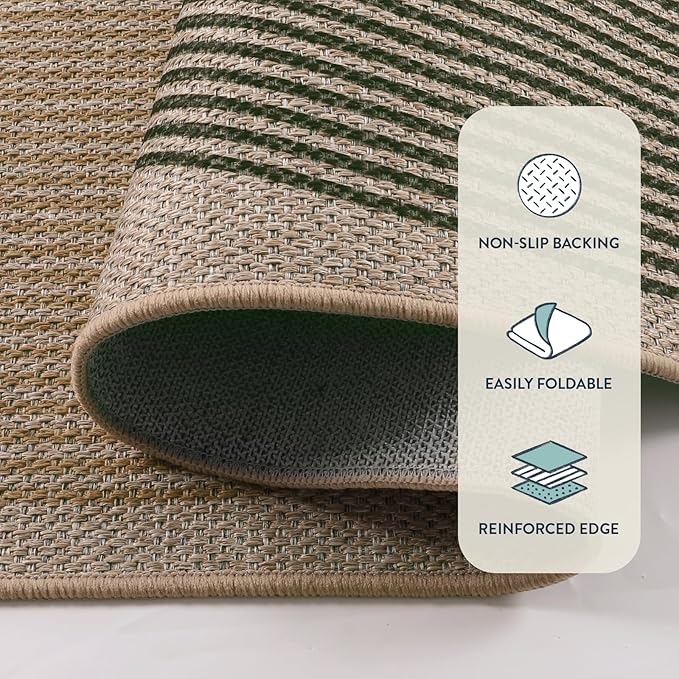 Lahome Enfys Modern Rainbow Easy Jute Rug, 8x10 Living Room Rug Indoor Outdoor