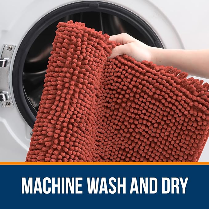 OLANLY Bathroom Rugs 30x18, Extra Soft Absorbent Chenille Bath Rugs, Rubber