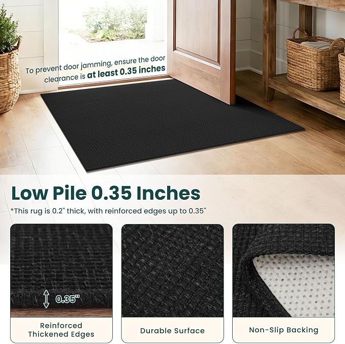 KOZYFLY Washable Area Rug 4x6 ft Non Slip Rubber Backed Living Room Rugs