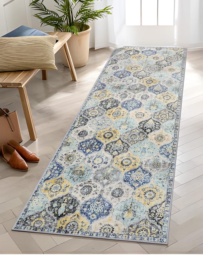 Lahome Moroccan Washable Hallway Runner Rug, Oriental Non-Slip Laundry Room Rug