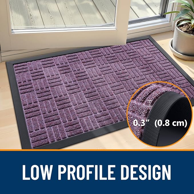 OLANLY Front Door Mat Outside Entrance 71x23, Heavy Duty Sturdy Natural Rubber