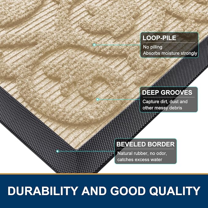 Smiry Welcome Door Mat Outside Entrance, Heavy Duty Trap Dirt and Moisture Easy