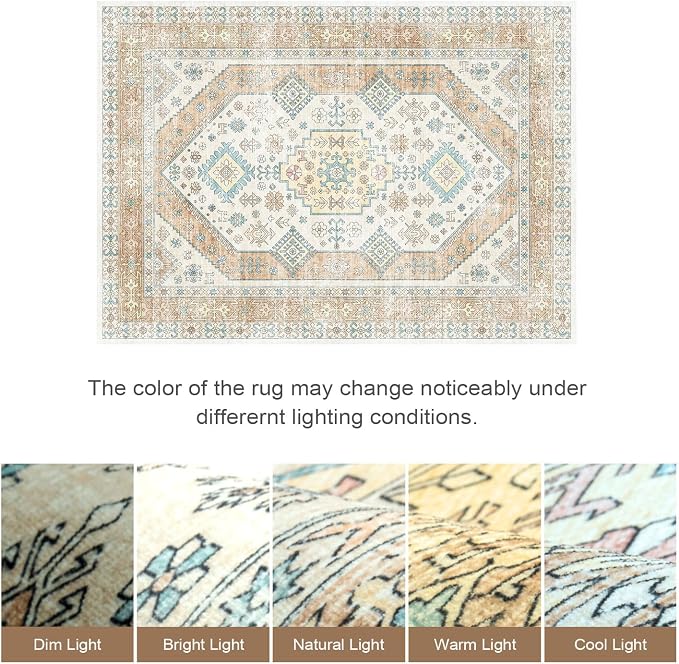 Lofus Vintage Living Room Rugs 8x10, Soft Machine Washable Area Rug