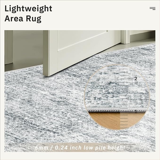 Soalmost Area Rug 10x12 Vintage Washable Living Room Large Gray Carpet Non Slip