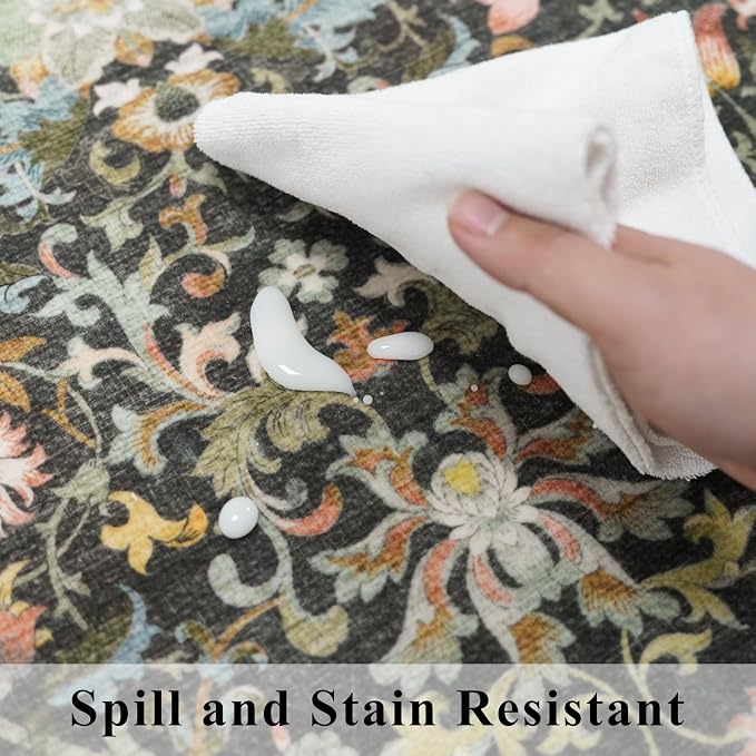 3x5 Living Room Area Rugs: Vintage Washable Non-Slip Rug