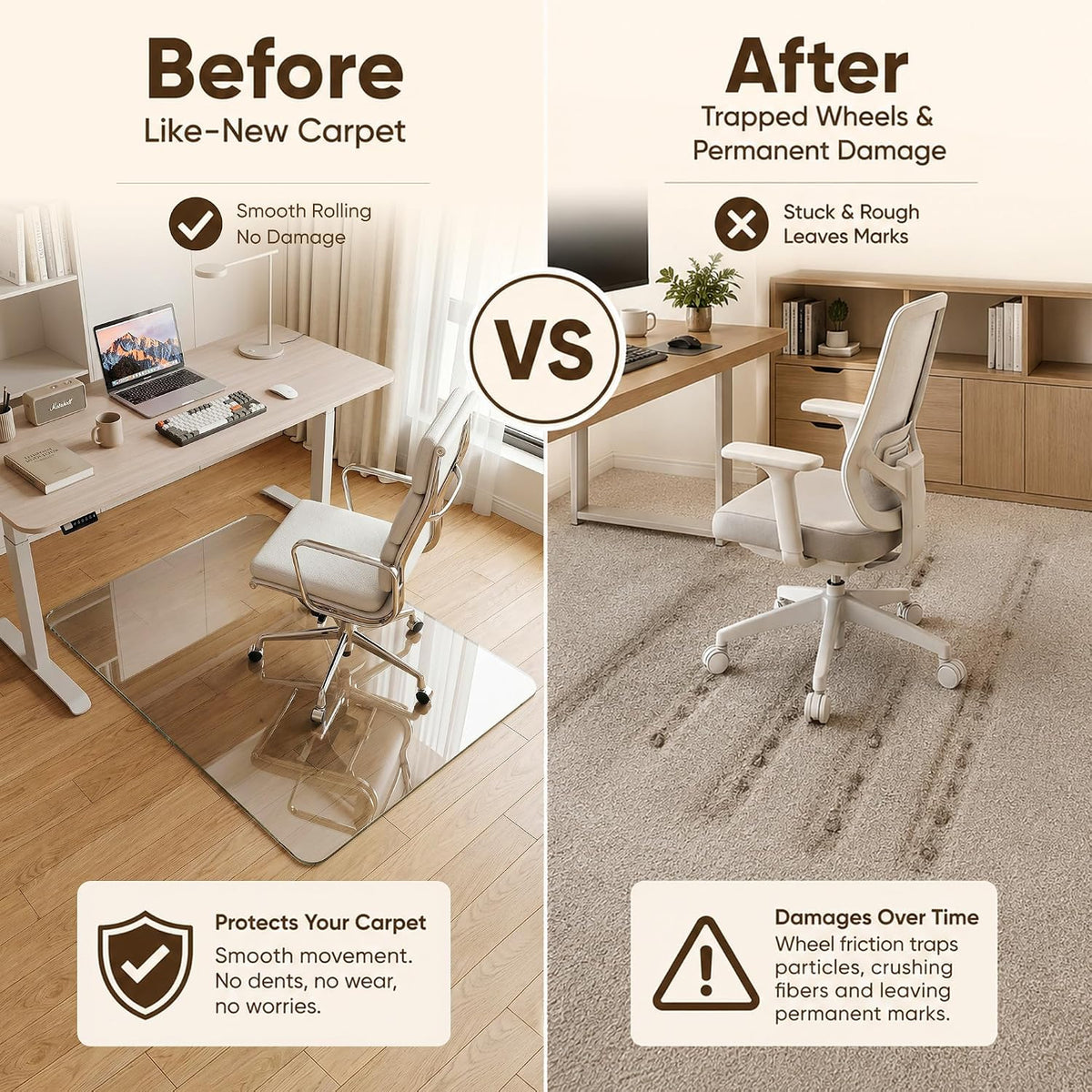 Antok Tempered Glass Chair Mat, 30"x55" Office Chair Mat for Carpet & Hardwood Floor, 0.2" Heavy Duty & Scratch Resistant Desk Chair Mat, Rounded Corners & Polished Edges for Home, Office