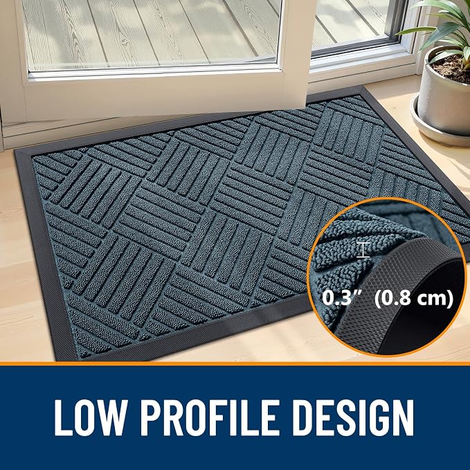 OLANLY Front Door Mat Outside Entrance 33x21, Heavy Duty Sturdy Natural Rubber