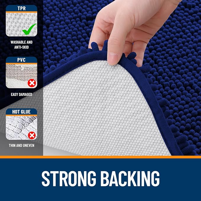 OLANLY Toilet Rugs U-Shaped 24x20, Extra Soft Absorbent Chenille Contour