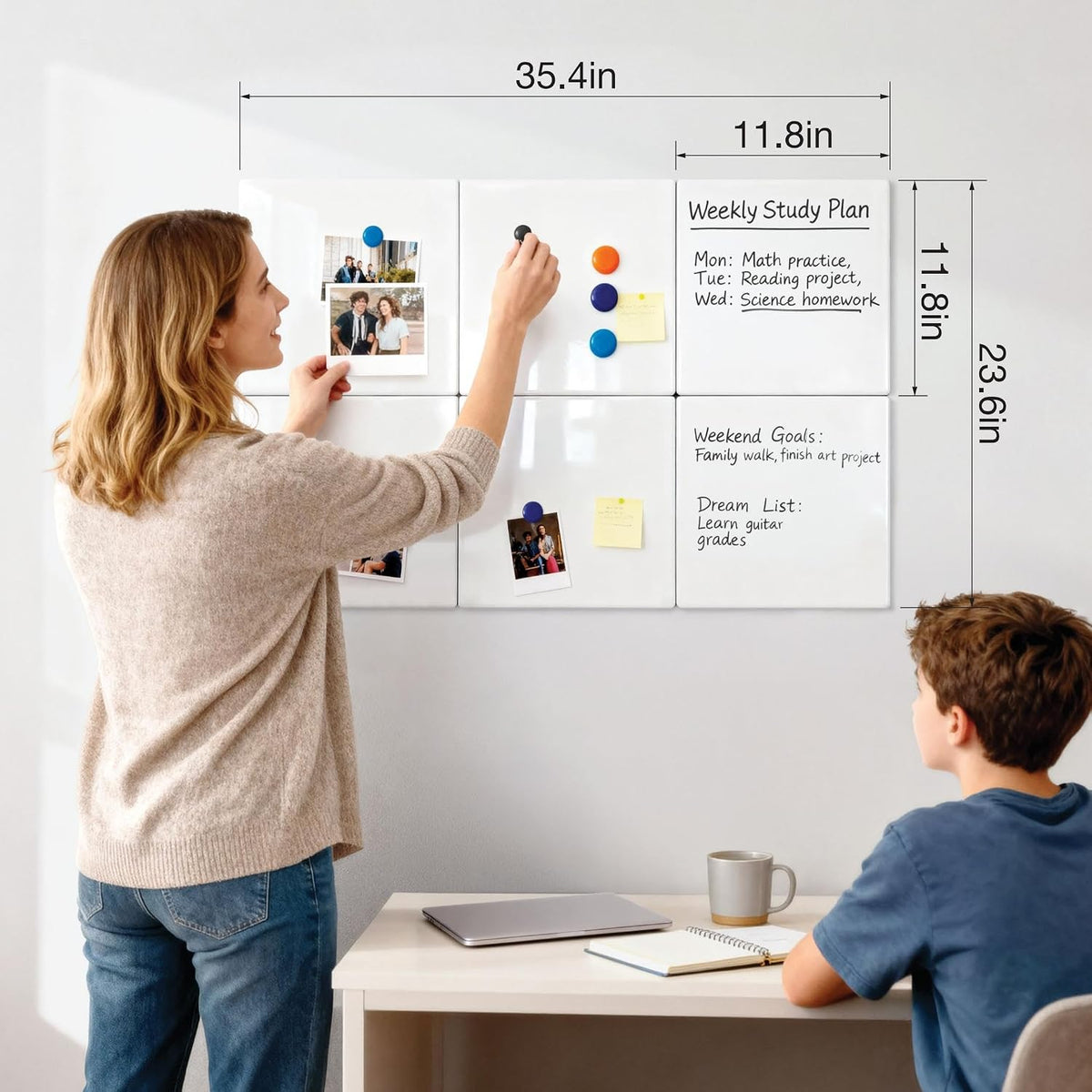 Comix Magnetic Whiteboard, 6 Pack Magnetic Whiteboard for wall, White