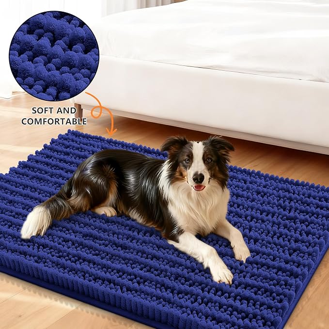 Smiry Dog Door Mat for Muddy Paws 48x30, Absorbent Dirt Trapper, Non-Slip