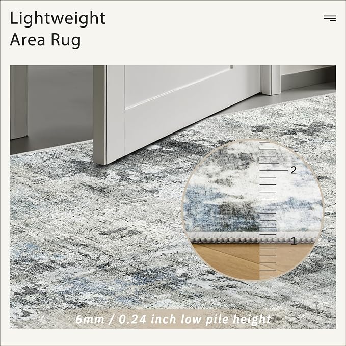 Soalmost Abstract Rug 8x10 Large Living Room Rugs Neutral Modern Washable Area