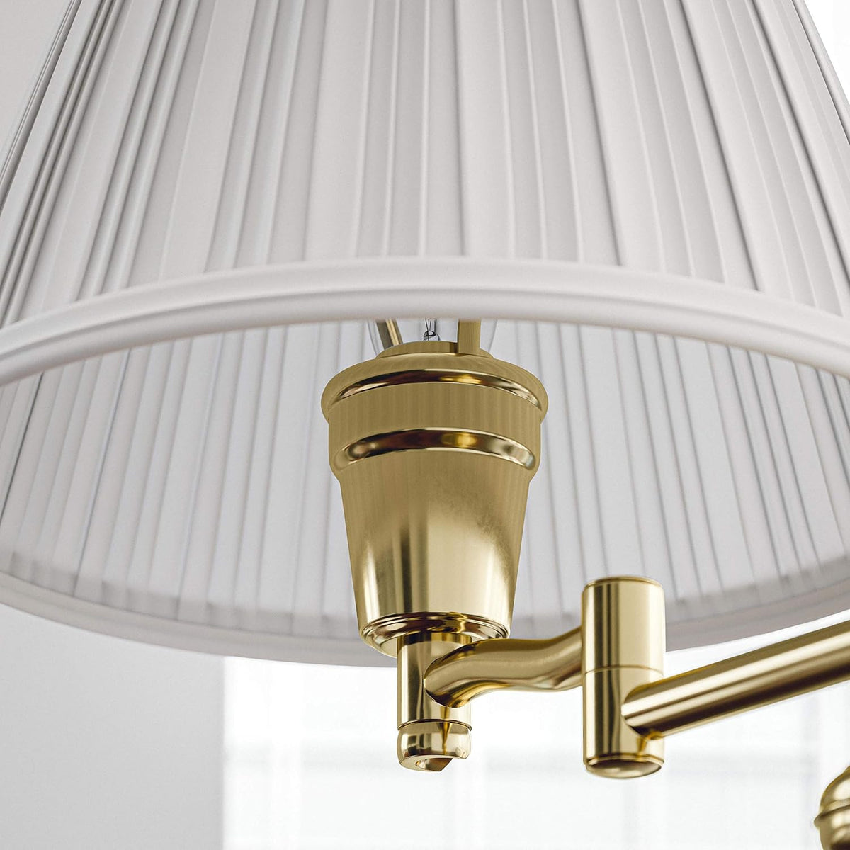 Kenroy Home Classic Swing Arm Swing Arm Desk Lamp with Polished Brass Finish, Classic Style, 16" Height, 16" Width, 12.5" Depth