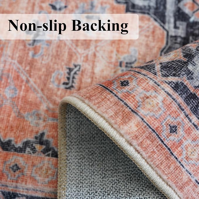 Washable 2x3 Small Area Rug: Vintage Indoor Soft Non Slip Door Mat Stain