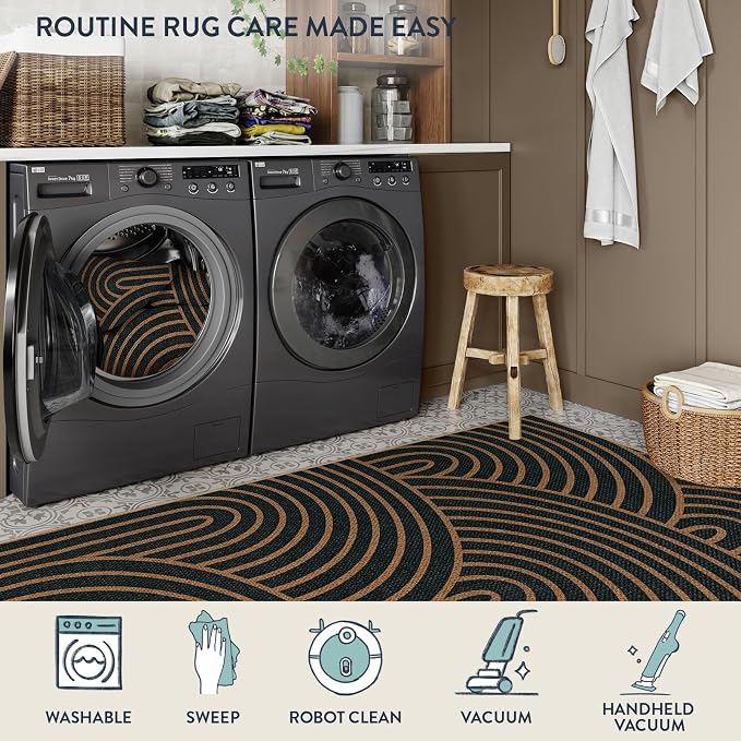 Lahome Modern Rainbow Easy Jute Carpet, Washable 5x7 Area Rugs