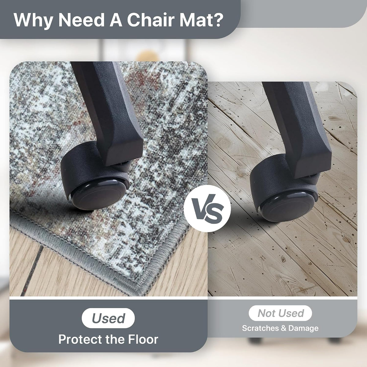 Office Chair Mat for Hardwood Floor, Abstract 36"X 60" Non-Slip Dark Gray
