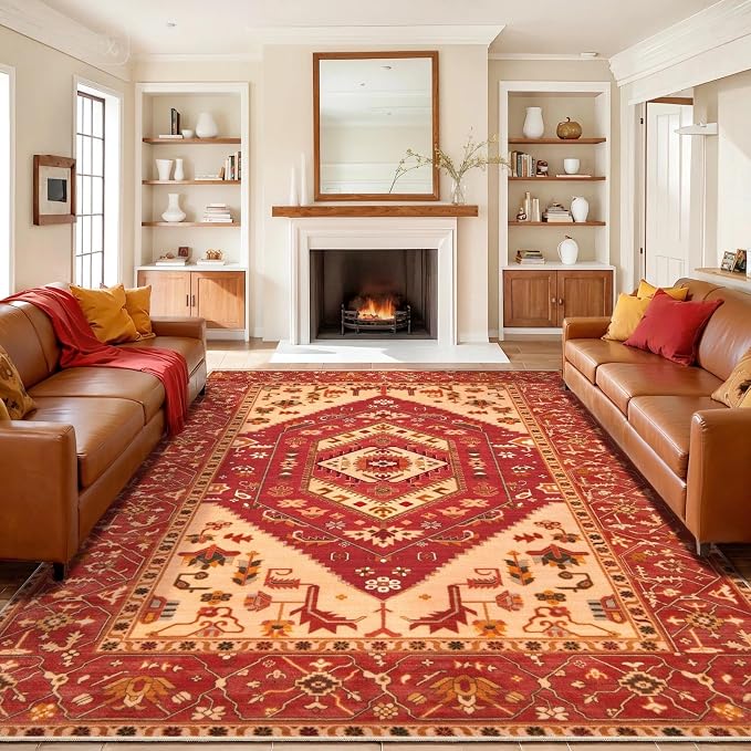 SERISSA 9x12 Area Rugs for Living Room, Large Washable Non-Slip Boho Rug