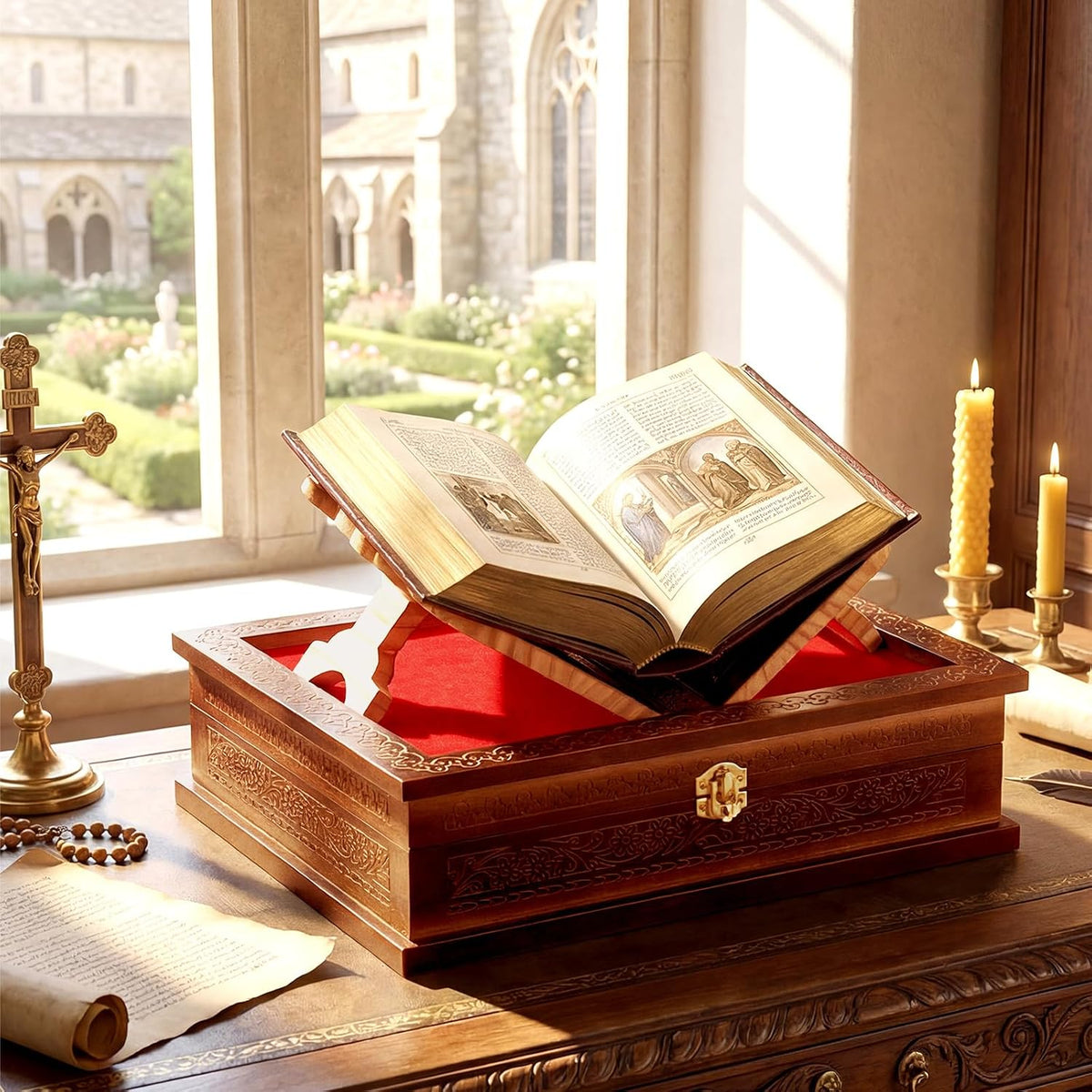 Yalikop Wooden Rehal Box Holy Book Stand Box Quran Bible Holder