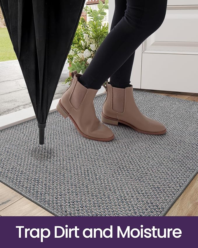 DEXI Ultra Thin Door Mat Indoor Entrance 32x48, Non Slip Rubber Backed Entryway