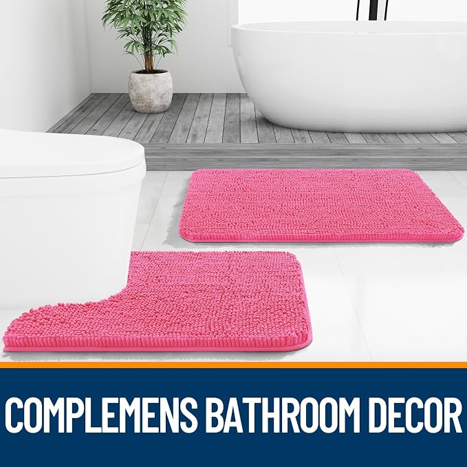 OLANLY Bathroom Runner Rugs 47x17, Soft Absorbent Chenille Bath Rugs, Rubber