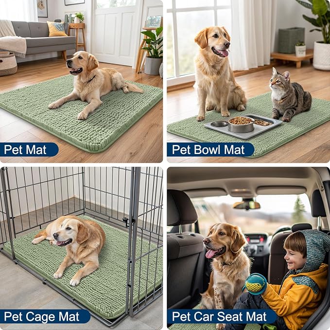 Smiry Dog Door Mat for Muddy Paws 59x35, Absorbent Dirt Trapper, Non-Slip