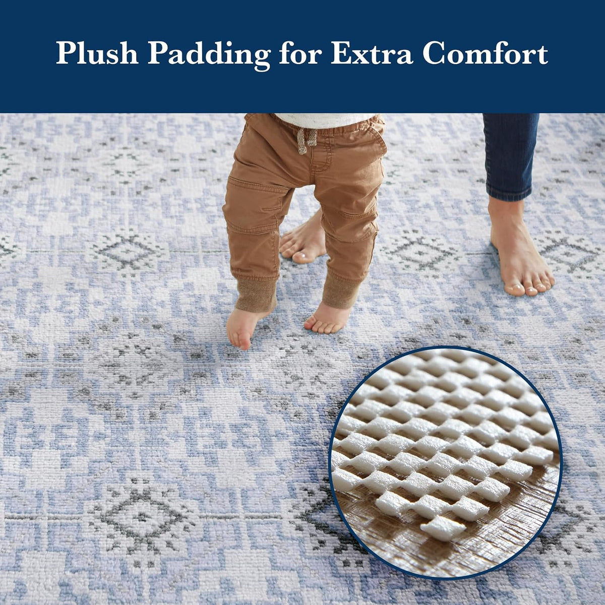 Veken 9x12 Ft Rug Pad Gripper for Hardwood Floors, Non Slip Rug Pads for Area Rugs, Thick Rug Grippers for Tile Floors, Under Carpet Anti Skid Mat, with More Than 99 Pieces Anti-Slip Square Pattern