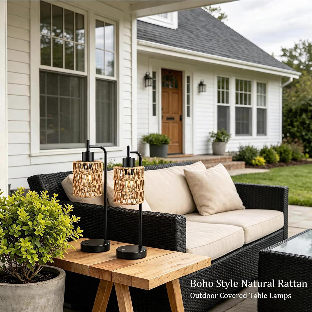 Rechargeable Outdoor Patio Table Lamps, Cordless, Set of 2