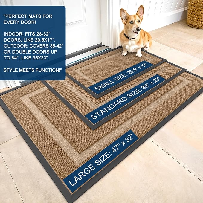 OLANLY Front Door Mat Indoor Outdoor Entrance, Waterproof All-Season,