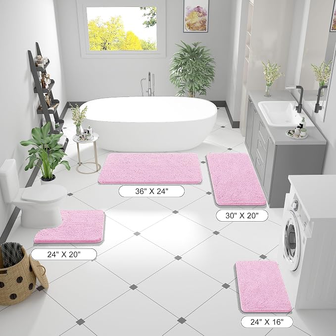 OLANLY Bathroom Runner Rugs 47x17, Extra Soft Absorbent Chenille Bath Rugs