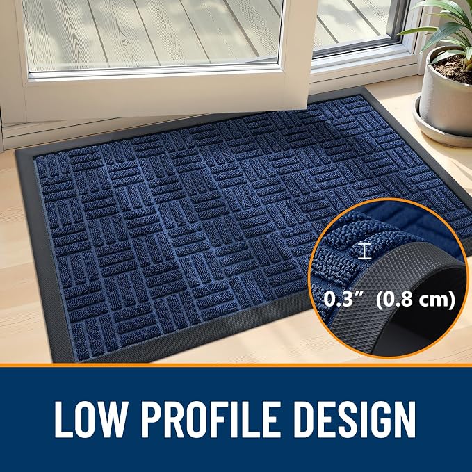OLANLY Front Door Mat Outside Entrance 47x32, Heavy Duty Sturdy Natural Rubber